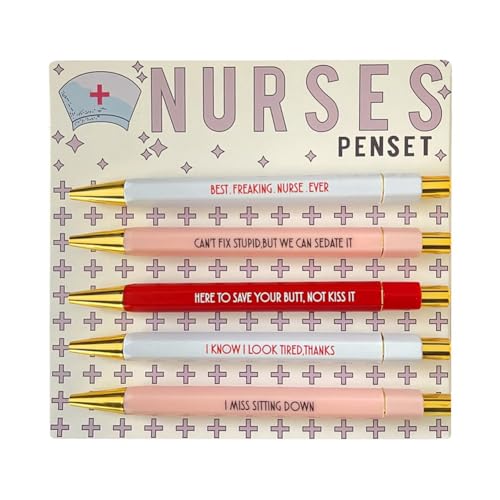 MILUZD 5er Set Krankenschwesternstifte mit Stimmungswort - Multifunktionaler Tragbarer Lustiger Krankenschwestern-Kugelschreiber - Krankenschwestern-Schreibstift für Den Täglichen Gebrauch Aus Kunstst von MILUZD