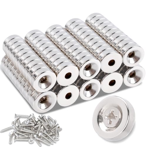 MIN CI 100 Stück Magnete Stark, Neodym Magnete mit Loch 10x3mm M3 Magnete für Magnettafel Magneten Schrauben Schraubbar Flach Kleine Magnet Topfmagnet Küchenschrank Kühlschrank Magnet Rund von MIN CI