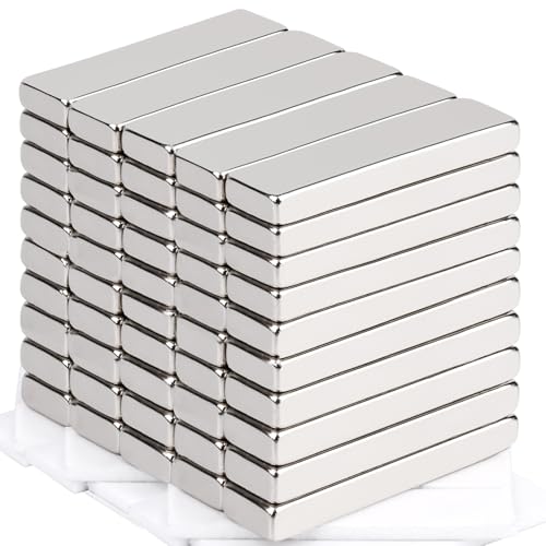 MIN CI 50Stück Neodym Magnete Extra Stark, 40x10x5mm Magnet Stark Flach, Klebe Magnete Starker, Klebemagnete Rechteckige Magnete Groß, Extra Starke Magnete Selbstklebende Magneten für Magnettafel von MIN CI