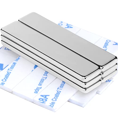 MIN CI 50x10x3mm Neodym Magnete Extra Stark, 6 Stück Magnete Selbstklebend Starke Klebemagnete Magneten für Magnettafel Rechteckige Magnet zum Kleben Küchenschrank Magnet Flach Glasmagnettafel von MIN CI