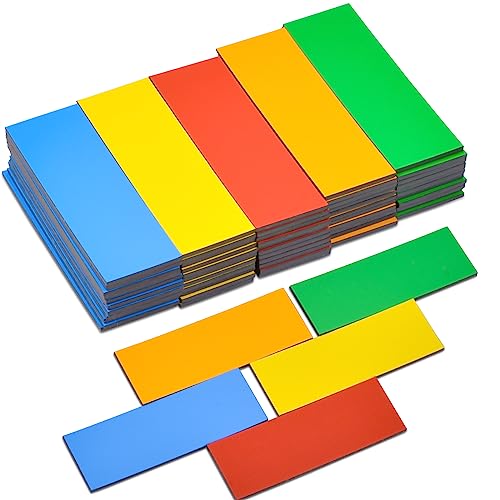 MIN CI 75 Stück Magnetstreifen Beschreibbar, 60 x 20 x 1.5mm Magnetische Aufkleber Whiteboard Magnete Bunt Abwischbar Magnetband für Kühlschrank Notizblöcke Regalbeschriftung von MIN CI