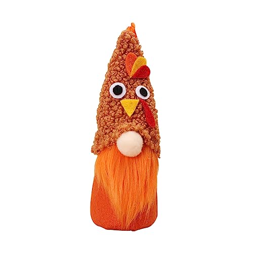 MINAOLULUS Beleuchteter Puppenanhänger Desktop-Spielzeug Weihnachtszwerge Beleuchtetes Truthahnfigurenspielzeug Thanksgiving-puppenverzierung Thanksgiving-GNOME-Figur Khaki Plüschstoffe von MINAOLULUS