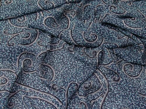 Strukturierte Swirls Print Polyester Chiffon Kleid Stoff Blaugrün – Meterware von MINERVA