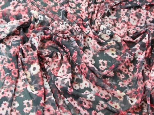 verwackelte Floral Print Polyester Crinkle Georgette-Kleid Stoff pink – Meterware von MINERVA