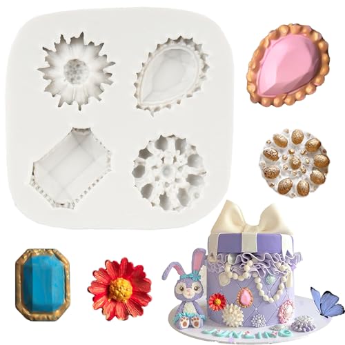 MINFEIDMS Edelsteine Silikonform Perle Diamant Brosche Fondantformen für Kuchendekoration Cupcake Topper Schokolade Süßigkeiten Zucker Handwerk Gummi Paste Polymer Clay von MINFEIDMS