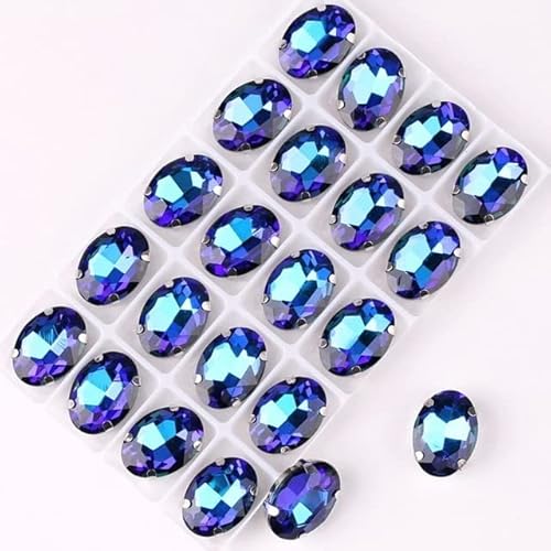 MINGKI Ovale Form Silber Klaue Fassungen 20pcs/P Rainbow Jelly Ab Farben Glaskristall 10 * 14mm 13 * 18mm Nähen Strassapplikationen DIY von MINGKI