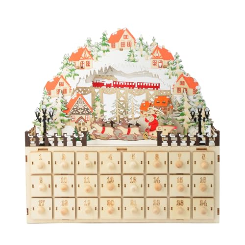 MINGZHE Adventskalender, Leere Adventskalender Zum Befüllen von Weihnachten, Holz-Adventskalender, Zwerg-Adventskalender 2024, Countdown Bis Zur Weihnachtsdekoration, 31,5 X 30 cm von MINGZHE