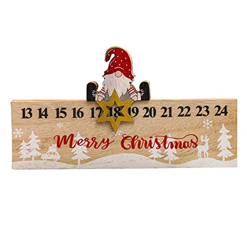 MINGZHE Figur Weihnachten Adventskalender 24 Tage Holz Xmas Countdown Adventskalender mit Weihnachtsmann für Tischdekoration von MINGZHE