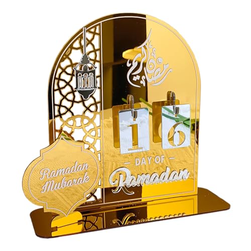 MINGZHE Ramadan-Dekorationen, Ramadan-Dekorationen für Zuhause, Ramadan-Adventskalender, Countdown-Kalender, Ramadan-Tischdekoration, 20 X 20 Cm (Acryl) von MINGZHE