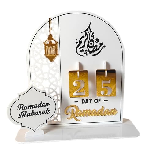 MINGZHE Ramadan-Dekorationen, Ramadan-Dekorationen für Zuhause, Ramadan-Adventskalender, Countdown-Kalender, Ramadan-Tischdekoration, 20 X 20 Cm (Acryl 4) von MINGZHE