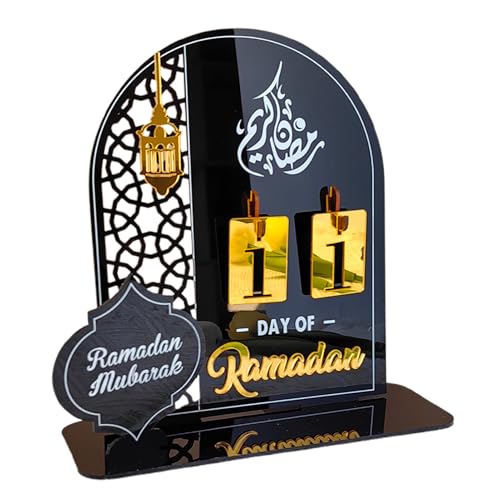 MINGZHE Ramadan-Dekorationen, Ramadan-Dekorationen für Zuhause, Ramadan-Adventskalender, Countdown-Kalender, Ramadan-Tischdekoration, 20 X 20 cm (Acryl 3) von MINGZHE