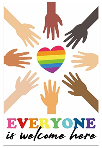 Poster "Everyone is Welcome Here", laminiert, 30.5 x 45.7 cm, Diversitätsposter für Klassenzimmer, inspirierende multikulturelle, motivierende Dekorkunst, Türen der Schule, Hochschule, ESL Lehrer von MINI ZOZI