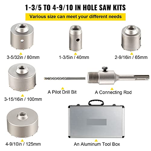 4-in-1 Beton-Lochsägen-Set, 8/9-teilig, 30–100/40–125 mm, SDS Plus- oder SDS Max-Schaft, Zementbohrer, Wandlochöffner-Werkzeug-Set mit hoher Effizienz(8PCS Unthreaded) von MINING