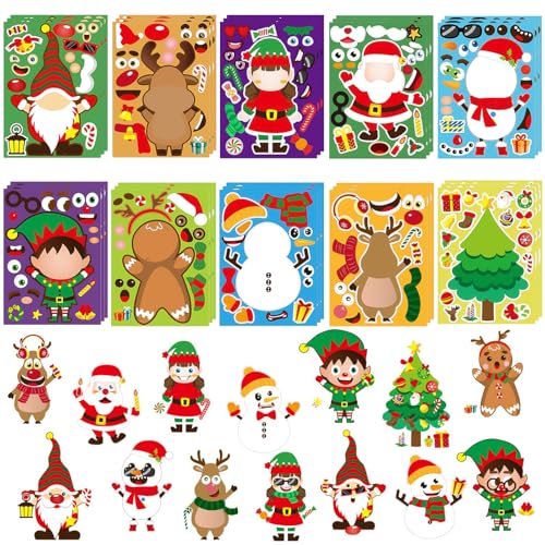 MININUSI 30 x Weihnachten Aufkleber, Sticker Weihnachtsbaum, Rentier Weihnachtsaufkleber, Schneemann Dekorationsaufkleber, Weihnachtssticker, Sticker Fensteraufkleber Weihnachten für Geschenk Deko von MININUSI