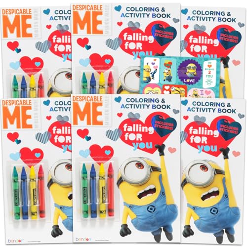 Bulk Minions Valentinstags-Malbücher-Set – Bündel mit 6 Mal- und Aktivitätsbüchern in voller Größe mit "Ich - Einfach unverbesserlich" Minions | Jumbo-Minions Valentines Malbuch von MINIONS