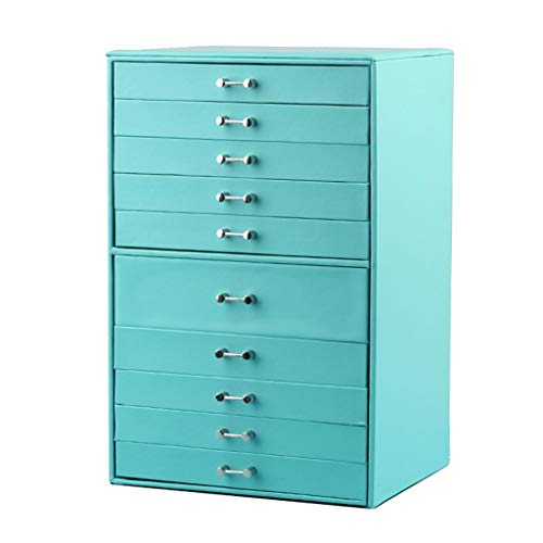 MINJING Extra große Schmuckschatulle mit 10 Schichten, Schmuck-Organizer-Box mit Schublade, Kunstleder, Ohrringe, Ringe, Halsketten, Tablett, Etui für Damen, Schmuck-Organizer von MINJING