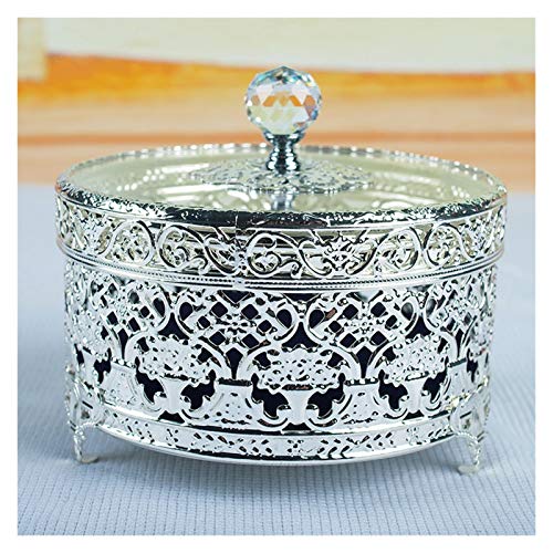 MINJING Metall-Schmuckschatulle mit Deckel, hohles Design, Retro-Schmuck-Organizer, High-End-Halskette, Ohrringe, Ring, kleines Schmuckkästchen für Damen, Schmuck-Organizer von MINJING