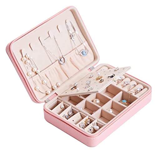 MINJING Schmuck-Organizer, Schmuckschatulle, tragbare Schmuck-Präsentation, Organizer, Leder, Ringe, Ohrringe, Halsketten, Schmuckkästchen für Damen, Schmuckkästchen für Frauen von MINJING