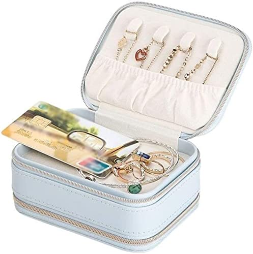 MINJING Schmuck-Organizer, Schmuckschatulle, tragbare Schmuckschatulle, Reiseetui, kleiner Schmuck-Organizer, Ohrringe, Ringe, Aufbewahrungsboxen für Damen von MINJING