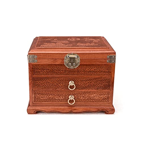 MINJING Schmuck-Organizer-Box, Palisander-Schmuckschatulle, Mahagoni, Kosmetik-Aufbewahrungsbox, Massivholz, Schmuck- und Schmuckkästchen von MINJING