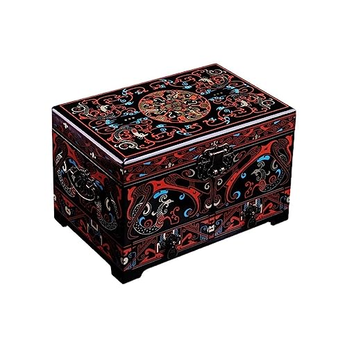 MINJING Schmuck-Organizer-Box, Retro-Stil, Han-Muster, Lackwaren, Schmuckschatulle, klassische Holz-Lackbox, chinesischer Stil, Geschenkbox von MINJING