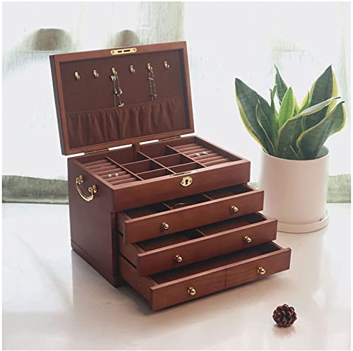 MINJING Schmuck-Reise-Box, Schmuckschatulle, 4 Schubladen, Aufbewahrungsbox, Organizer mit Schloss, Samt, für Ringe, Halsketten, Ohrringe, Armbänder, Schmuck-Organizer, Aufbewahrungsbox von MINJING