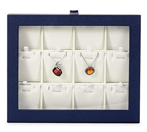 MINJING Schmuckkästchen, Schmuckkästchen, PU-Leder, Schmuckschatulle mit transparentem PET-Deckel und Metallknöpfen, Schmuck-Organizer, Tablett, gebürstete Textur, Schmuck-Organizer von MINJING