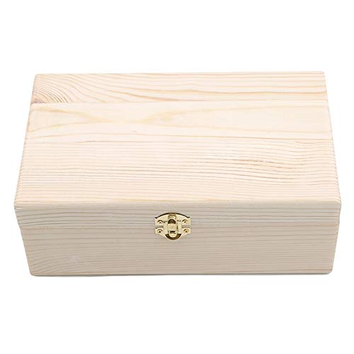 MINJING Schmuckschatulle aus Holz, Holzschottenkiefer, rechteckig, klappbar, Massivholz, Geschenk-Box, handgefertigt, Schmuckkästchen von MINJING