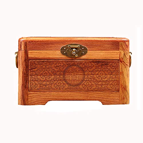 MINJING Schmuckschatulle aus Holz, doppellagig, vielseitig, Reise-Schmuckschatulle mit Schloss und Griff, Aufbewahrungsbox für Ringe, Halsketten, Armbänder, Schmuckschatulle für Damen von MINJING