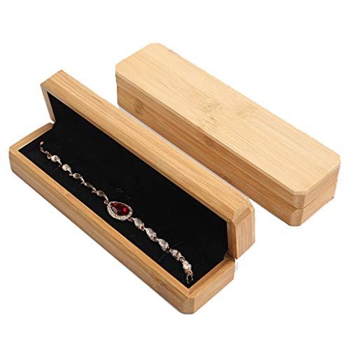 MINJING Schmuckschatullen aus Bambus, Schmuckkästchen, Massivholz, Schmuck-Organizer-Box, Serie, weißer Samt, Schmuckschatulle für Ohrringe, Armreifen, Armbänder, Ringe, Aufbewahrung, von MINJING