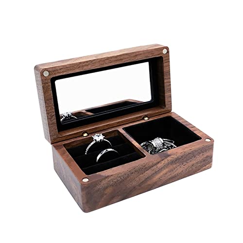 MINJING Vintage-Schmuckschatulle aus Holz für Damen, kleine Schmuck-Organizer-Box für Halsketten, Ohrringe, Armbänder, Ringe für Mädchen von MINJING