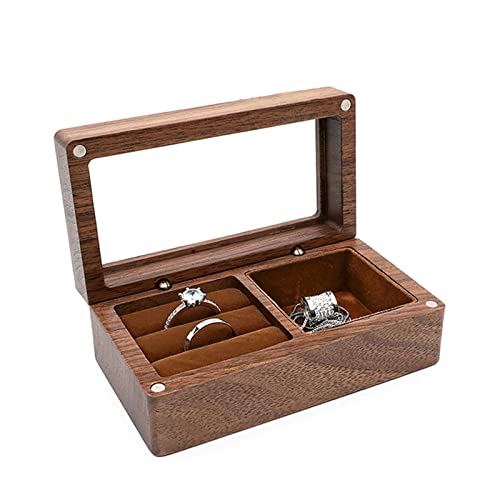 MINJING Vintage-Schmuckschatulle aus Holz für Damen, kleine Schmuck-Organizer-Box für Halsketten, Ohrringe, Armbänder, Ringe für Mädchen von MINJING