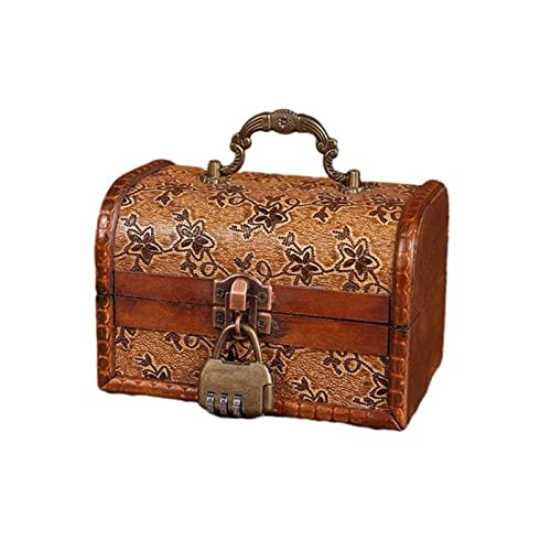 MINJING Vintage-Schmuckschatulle mit Mini-Metallschloss, Holz-Schmuck-Organizer-Box für Ohrringe, Halsketten, Armbänder, Ringe, Behälter von MINJING