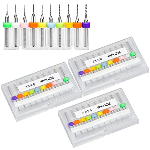 30 Stück PCB Bohrer Bit Set 0,3mm-1,2mm Wolframstahl Micro Spiralbohrer Mini Spiralbohrer für 3D Drucker Schmuck Bienenwachs Holz Glas von MINSHUXI