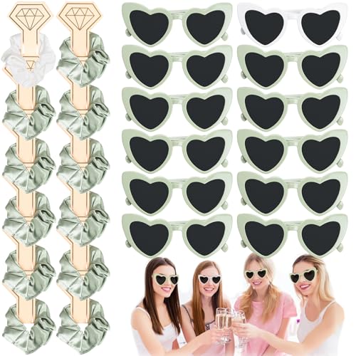 MINSHUXI 24 Stück Herz Sonnenbrillen Vintage Herzbrillen Retro Herz Partybrillen Sonnenbrille Herzform Hochzeit Party Deko für Damen Mädchen Braut Brautjungfer Hochzeit Brautparty Verlobung von MINSHUXI