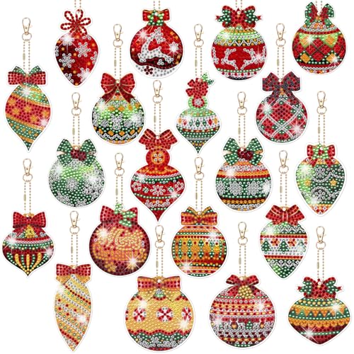 MINSHUXI Diamond Painting Weihnachten Anhänger 20 Stück Diamant Malerei Weihnachtsdeko DIY Kit Diamant Painting Weihnchtswichtel Geschenkanhänger von MINSHUXI