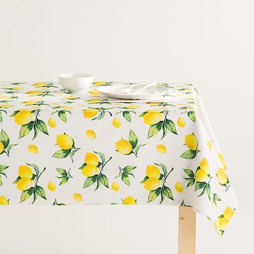 MINT DECO Fleckenabweisende Tischdecke, 100 % Baumwolle, Citrus 140 x 140 cm von MINT DECO