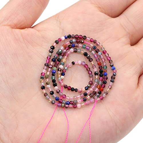 Kleine Facettierte Perlen Naturstein Obsidian Pyrit Rosenquarze Amethyste Für Die Schmuckherstellung DIY Armband Halskette Frauen Geschenk,Bunter Stein,3mm von MINUSE