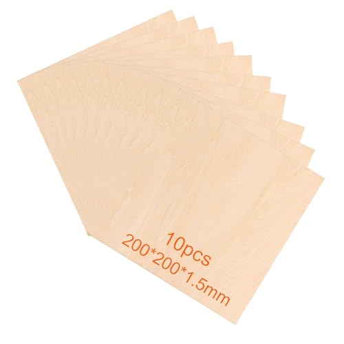 10 Stück DIY Holzbretter,holzplatten zum basteln groß,sperrholzplatten groß, 200 * 200 * 1,5 mm Unvollendete Holzplatte zum Basteln, für Laserprojekte, DIY-Modelle, Kunsthandwerk, Gemälde usw von MINZHI