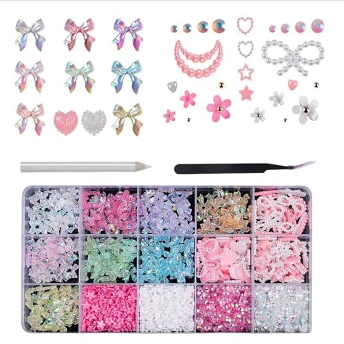 1000 Stück Nagel Kunst Dekorations,Niedliche Maniküre Accessoires,3D Nail Dekorationen Kunstharz,3D Nail Art Charms Kunstharz,Nail Art Dekoration,Verwendet für Nagelkunst, Handyhüllen-DIY usw. von MINZHI