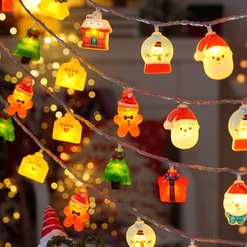 Lichterkette Weihnachten, 3 M 20 LED Weihnachtsdekoration Lichterkette Weihnachtsmann Sterne Girlande Weihnachtsbaumbeleuchtung batteriebetrieben Weihnachtslichter für innen, außen (M02) von MIOLOE