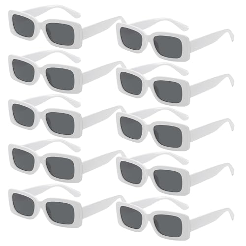 MIPIACE 10 Stück Weiße Sonnenbrille Damen Sonnenbrillen Set Vintage Small Frame Party Sonnenbrille JGA Brille für Hochzeit Halloween Weihnachten Karneval Personalisiert DIY Partybrillen von MIPIACE