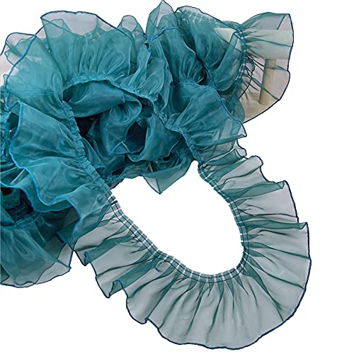 MIPPER Organza-Rüschenband, plissiert, 10 m breit, für Heimwerker, Nähen, Basteln, Rock, Kleid, Zubehör, 9,1 m (Tintengrün) von MIPPER