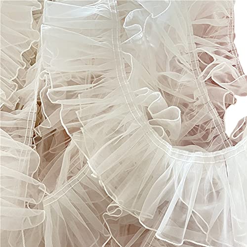 MIPPER Organza-Rüschenband, plissiert, 10 m breit, für Heimwerker, Nähen, Basteln, Rock, Kleid, Zubehör, 9,1 m (weiß) von MIPPER