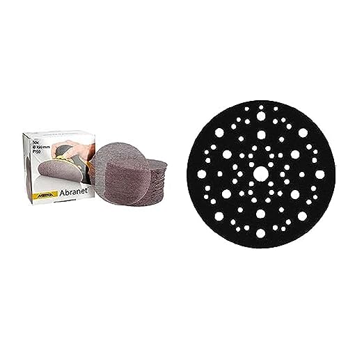 Bundle aus Mirka Abranet Netz-Schleifscheiben Ø 150 mm Klett / Korn P1000 / 50 Stk + Mirka Schutzauflage Ø 150mm 67-Loch, 5 Stück, zum Schützen von Schleiftellern mit Klettbelag von MIRKA