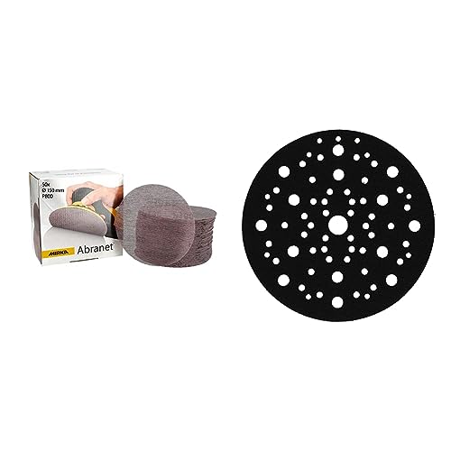 Bundle aus Mirka Abranet Netz-Schleifscheiben Ø 150 mm Klett/Korn P800 / 50 Stk + Mirka Schutzauflage Ø 150mm 67-Loch, 5 Stück, zum Schützen von Schleiftellern mit Klettbelag von MIRKA