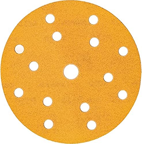 Mirka Gold Universal-Schleifpapier Ø 150mm Schleifscheiben Klett 15-Loch, Korn P400, 100 Stk/Zum Schleifen von Gips, Spachtel, Spanplatten, Holz, Lack von MIRKA