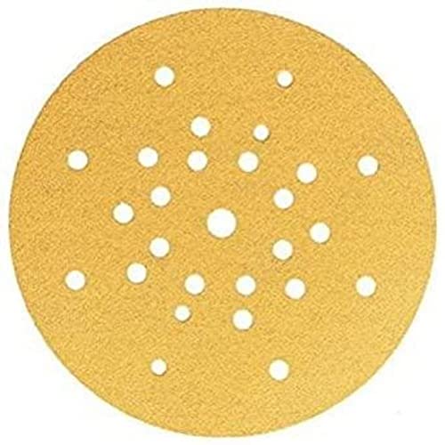 Mirka Gold Schleifpapier Ø 225mm Klett 27-Loch / Korn P120, 25 Scheiben / Für Trockenbauschleifer Wand- und Deckenschleifer / Zum Schleifen von Gips, Spachtel, Spanplatten, Holz, Lack von MIRKA