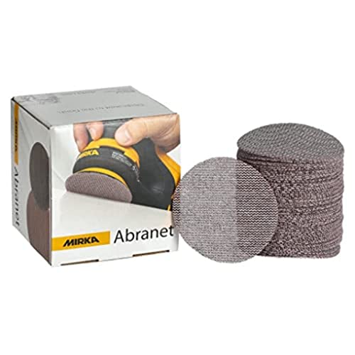 Mirka Abranet Netz-Schleifscheiben Ø 77 mm Klett / Korn P240 / 50 Stk / zum Schleifen von Holz, Spachtel, Lack, Kunststoff / 5420305025 von MIRKA