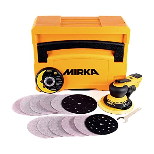 Mirka DEROS 5650CV / Exzenter-Schleifer Schleifmaschine mit Zentral-Absaugung, 2 Schleifteller und Klett im Case / für Ø 125mm & Ø 150mm Schleifpapier / 5,0mm Hub / MID5650202CA, Kabelgebunden von MIRKA